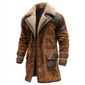 Abrigo Vintage de Cuero Marrón con Shearling